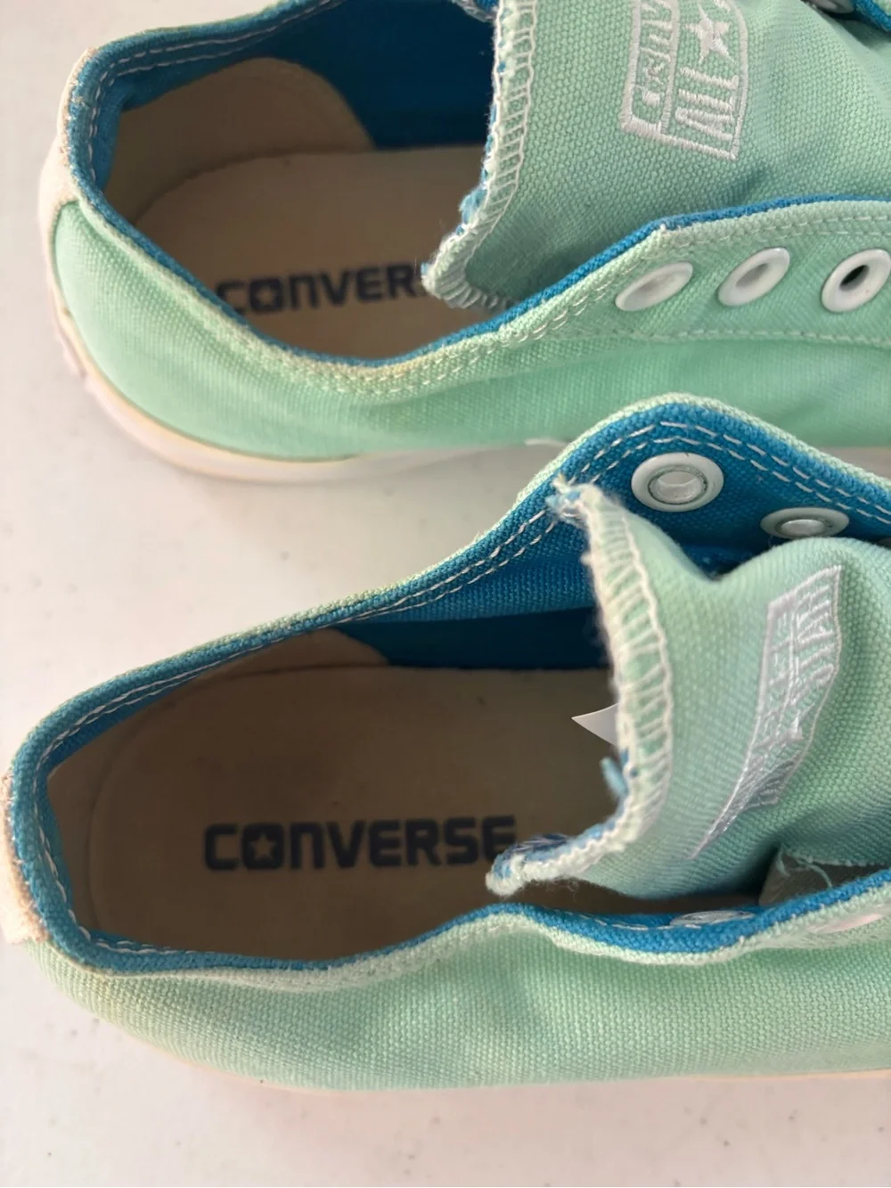 Converse Mint Green Slip-On Canvas Sneakers with White Soles - Picture 8 of 11